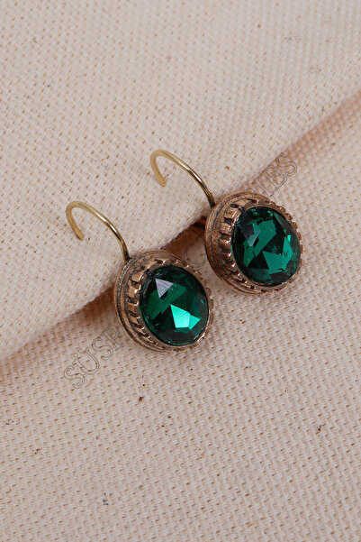 LA PERRY ACCESSORIES Yeşil Kristal Taşlı Oval Otantik Küpe