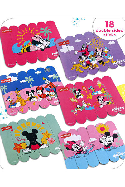 Babyhug Disney Mickey & Friends Stick Puzzle, 6-in-1 Double-Sided Sticks, Bri...