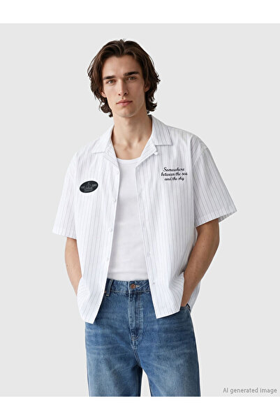 LC Waikiki White Regular Fit Striped Men's Shirt