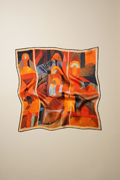 silqoora %100 İpek Bandana Fular Art Collection (55X55 CM)-Paul Klee (Temple ...