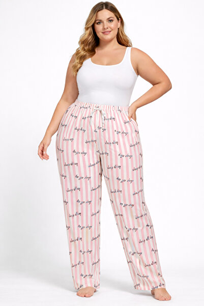 Mihra Σετ πιτζάμας plus size - Ροζ - Μακρύ