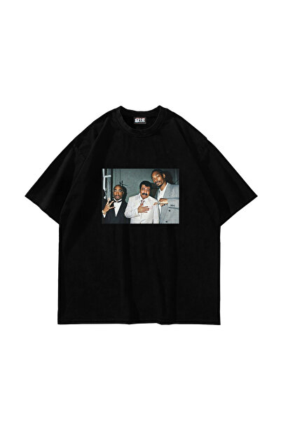 Sekizbiraltı Παλιό αλλά χρυσό εμπριμέ μπλουζάκι oversize unisex μαύρο