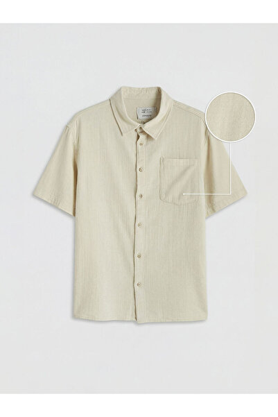 LC Waikiki Beige Loose Fit Men's Jean Shirt