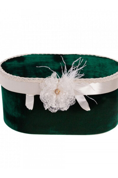 HUGBEBE Cufar pentru trusou botez din catifea verde