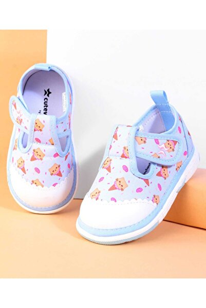 Cute Walk by Babyhug Velcro Closure Casual Shoes With Teddy Bear Print - Blue