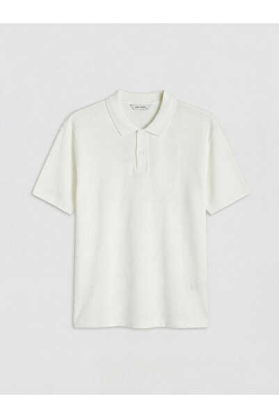 LC Waikiki Ecru Polo Neck Men's T-Shirt