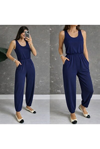 Wear Up Γυναικεία ολόσωμη φόρμα από βισκόζη με στρογγυλή λαιμόκοψη και τσέπες