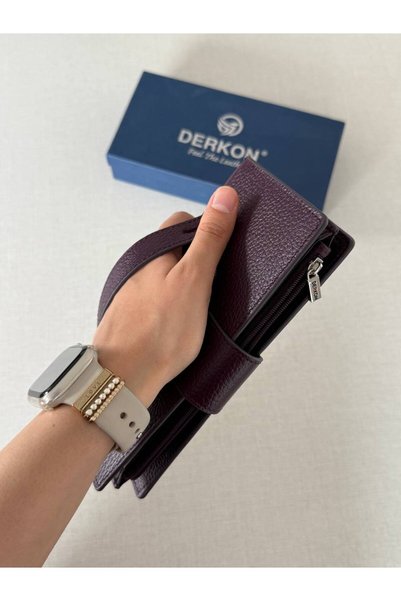 DERKON Evro Model Hakiki Deri El Geçmeli Bol Kartlıklı Cüzdan