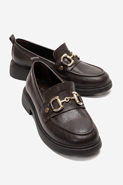 Zeynep Sıradağlı Emma Γυναικείο Loafer από Γνήσιο Δέρμα Καφέ