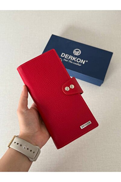 DERKON Evro Model Hakiki Deri El Geçmeli Bol Kartlıklı Cüzdan