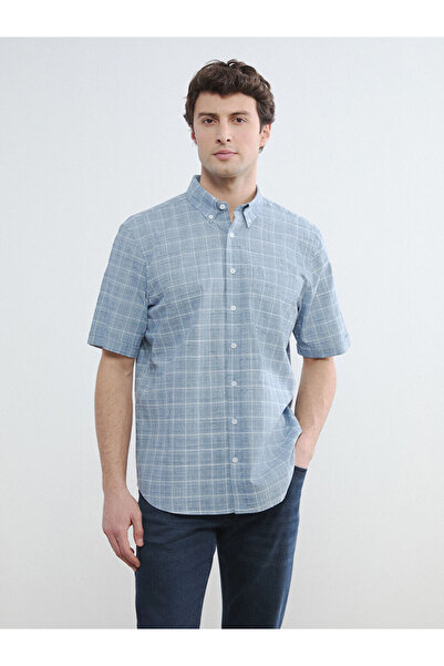 LC Waikiki Indigo Regular Fit Checkered Men's Shirt