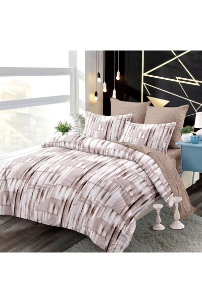 OEM Lenjerie de pat cu elastic pentru pat dublu 2 persoane, 6 piese, PRV, Fin...