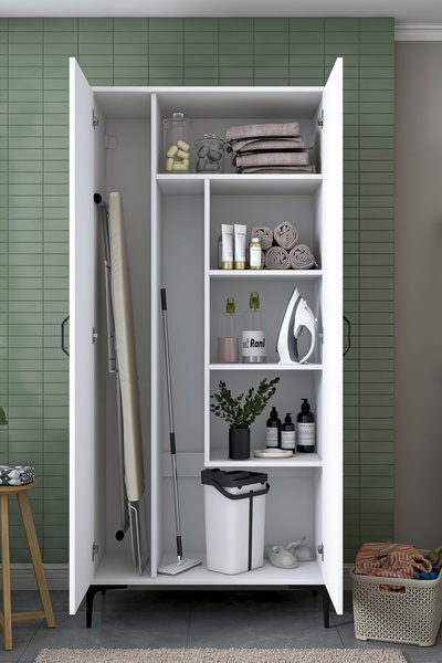 Rani Mobilya Rani KC104 Banyo Dolabı 2 Kapaklı 4 Raflı Çok Amaçlı Dolap Beyaz