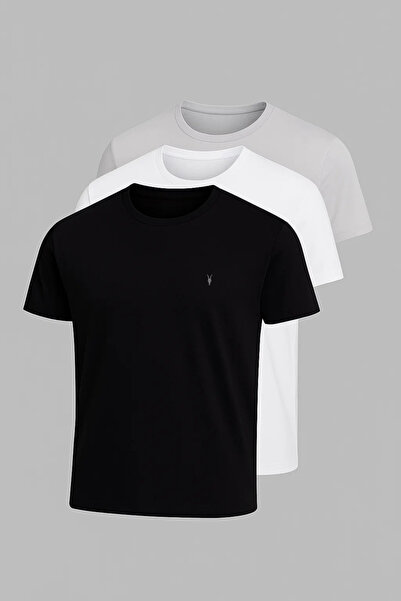 MATERIAL Ανδρικό βασικό άνετο κοντομάνικο μπλουζάκι 3 τεμαχίων