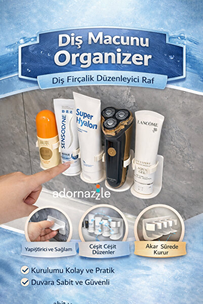 KCA HOME Diş Macunu Organizer, Diş Fırçalık Düzenleyici Raf, Yapışkanlı, 5 Bö...