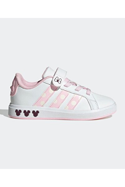 adidas حذاء ديزني ميني ماوس جراند كورت بإغلاق فيلكرو - أبيض سحابي/وردي شفاف/أ...