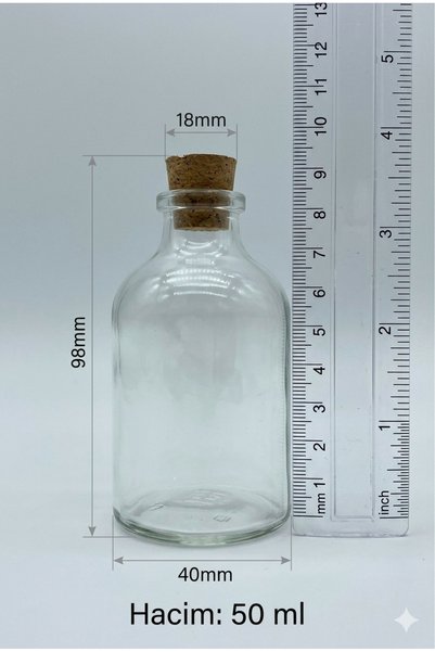 Pause Art Home 50ml Glass Spice Bottle with Cork Stopper - Empty Spice Jar - Set of 6