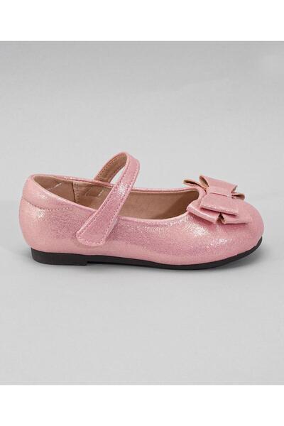 Mark & Mia Bow Detail Velcro Closure Glittery Party Wear Ballerina Shoes - Pink