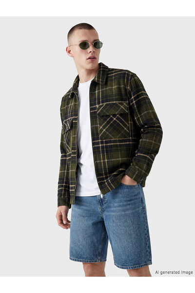 LC Waikiki Khaki Relax Fit Men's Lumberjack Shirt Jacket