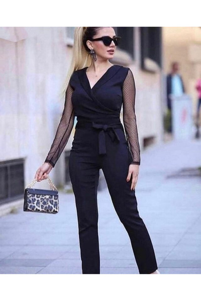 Wear Up Women's Long Sleeve Double-Breasted Collar Sleeves with Tulle Detail ...