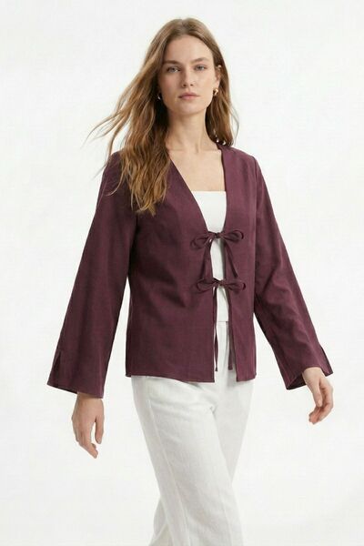 Rays Kimono spaniol cu șliț, mâneci stil prune și legătură în față 5425