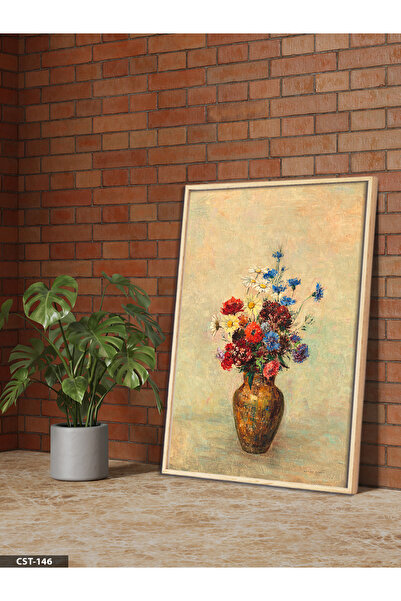 Evinemoda Flower in Vase One Piece Wooden Framed Painting