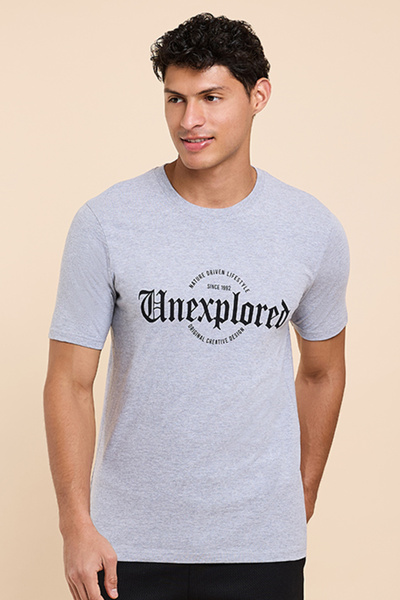 R&B Typography Print T-Shirt with Crew Neck and Short Sleeves