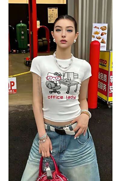 ZAVIXO Γυναικείο T-Shirt Slim Fit Crop, 100% βαμβακερό ελαστικό ύφασμα, καθημ...