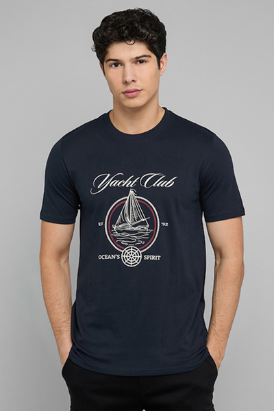 R&B Printed T-Shirt with Crew Neck and Short Sleeves