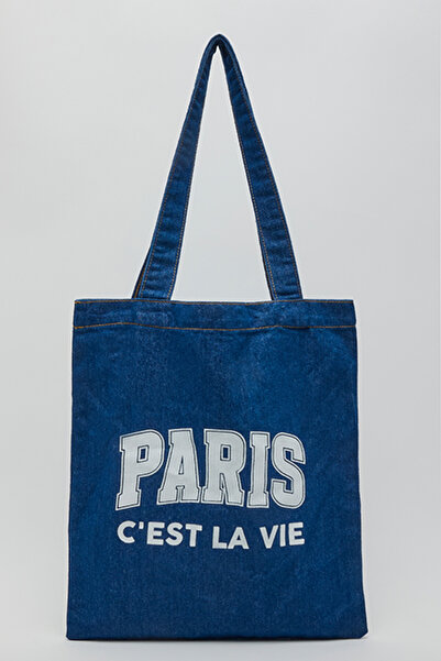 R&B Printed Denim Shoulder Bag