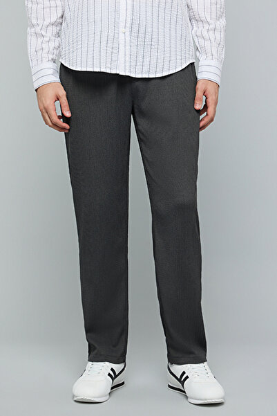 R&B Textured Tapered Fit Pants with Drawstring Waist