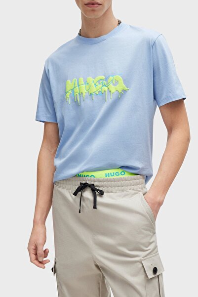 HUGO % 100 Pamuk Regular Fit Efekt Logolu T Shirt Erkek T SHİRT 50515282 455