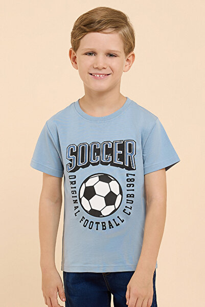 R&B Printed T-Shirt with Crew Neck and Short Sleeves