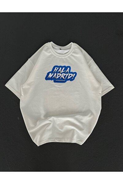 Vigorize Madrid Oversize Embroidered Lycra Oversize T-Shirt Unisex (Large Size)