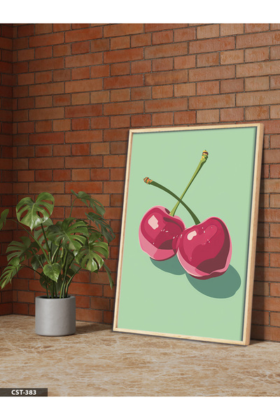 Evinemoda Ilustracija trešnje, jednodijelna slika u drvenom okviru