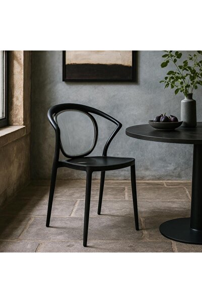 Palma homez كرسي بلاستيك أسود بظهر شفاف – تصميم عصري – 56×50×81 سم