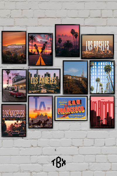 tablomaxtbx 12 Parça Los Angeles Şehir Manzarası Skyline Estetik Dekoratif MD...