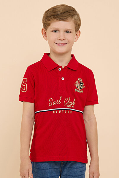 R&B Embroidered Polo T-Shirt with Short Sleeves