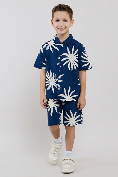 R&B Patterned Shirt and Shorts Set