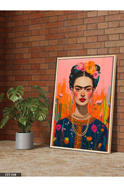 Evinemoda Πίνακας με ξύλινο κορνίζα της Φρίντα Κάλο, μονοκόμματη