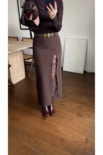 manana fashion Δαντέλα Λεπτομερής μίντι φούστα άνοιγμα