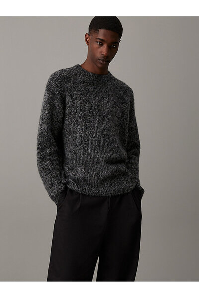 Calvin Klein Erkek Jacquard Alpaka Kazak