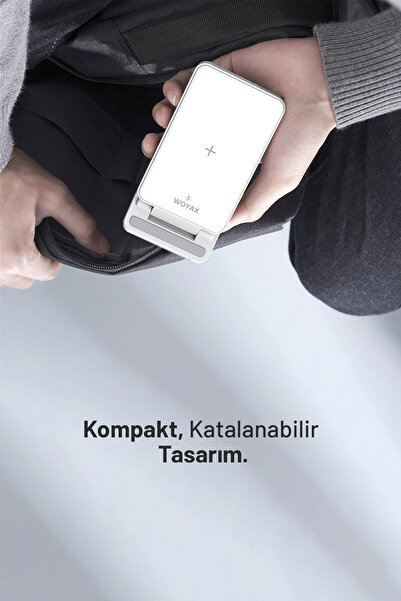 woyax Kablosuz Şarj Standı Katlanabilir Huawei Watch iPhone Android Telefon Saat Kulaklık Uyumlu Wireless