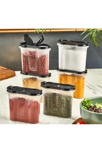Empressco Set of 6 Transparent Spice Jars 300ml 00116