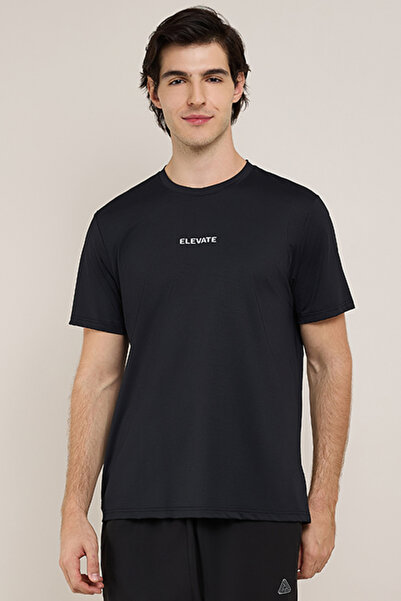 R&B Print Detail Active T-Shirt with Crew Neck and Short Sleeves