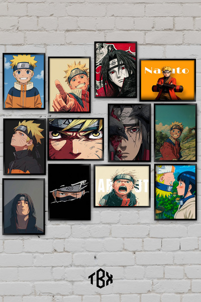 tablomaxtbx 12 Parça Naruto Ninja Anime Manga Shonen Savaşçı Dekoratif MDF Ta...