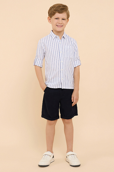 R&B Striped Shirt with Classic Collar and Long Sleeves
