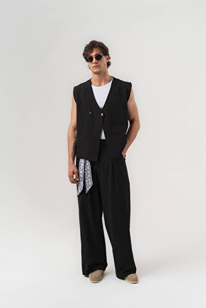 go gang own Core Linen Linen Fabric Vest and Baggy Pants Set