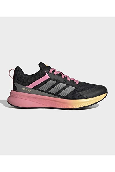adidas حذاء فورتارون 4.0 برباط أمامي - أسود أساسي/ميتاليك حديدي/وردي فاتح