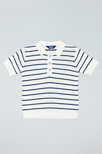 R&B Striped Polo T-Shirt with Short Sleeves